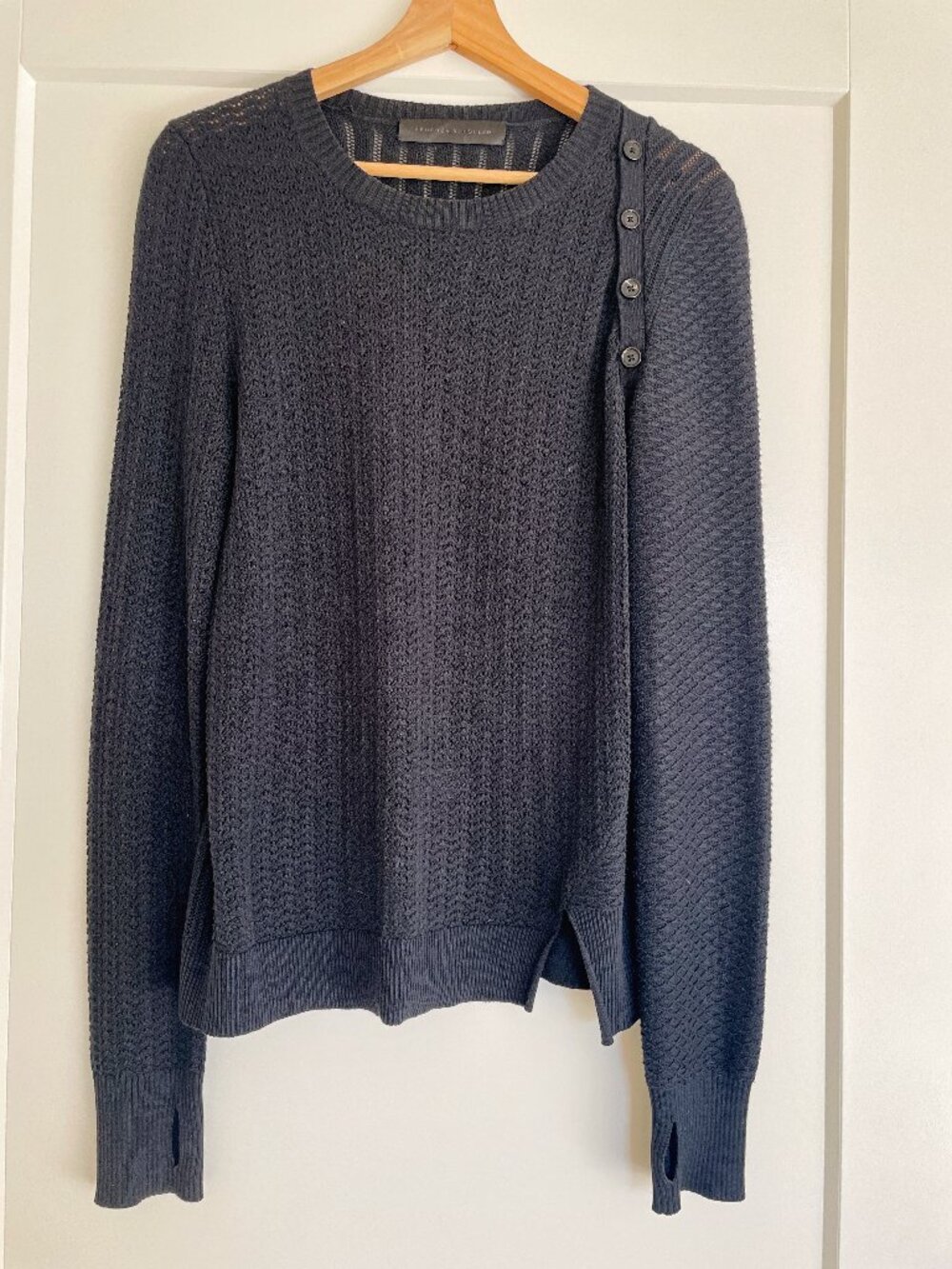 PROENZA SHOULER silk cashmere cotton blend sweater black Med